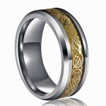 18k Gold Celtic Dragon Tungsten Ring