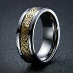 18k Gold Celtic Dragon Tungsten Ring