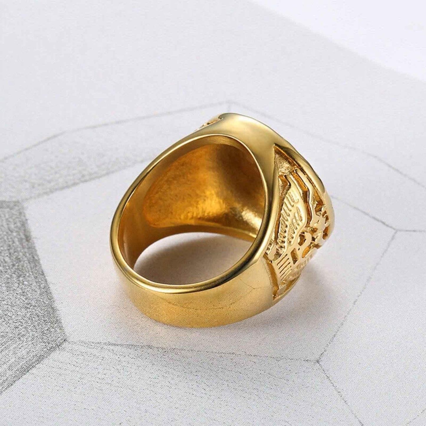 18k Gold Eagle Titanium Ring - On Sale