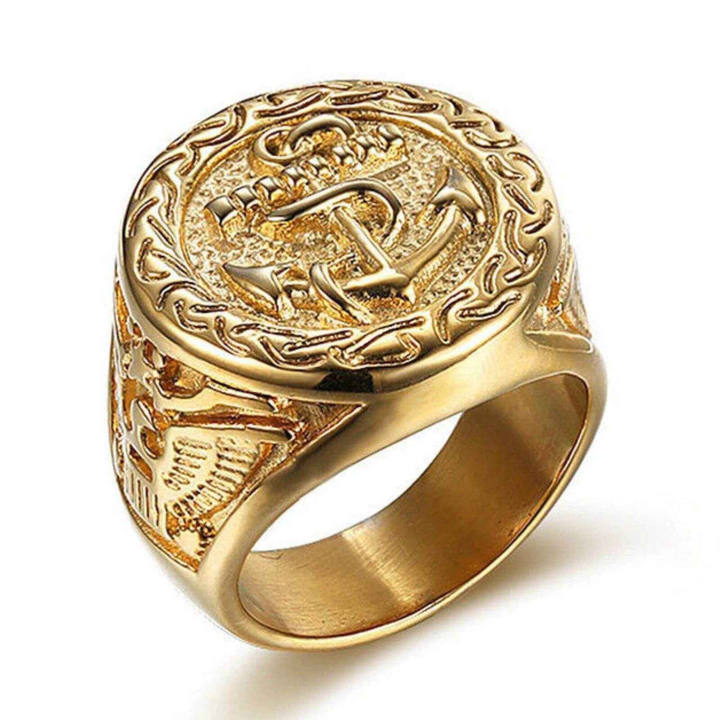18k Gold Eagle Titanium Ring - On Sale