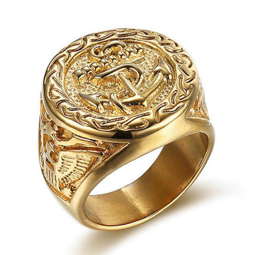 18k Gold Eagle Titanium Ring - On Sale