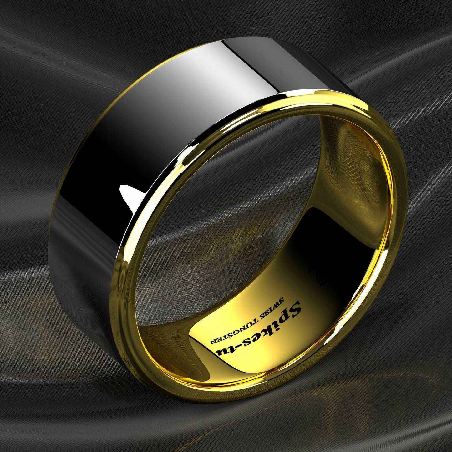 18k Gold Polished Tungsten Ring 8mm