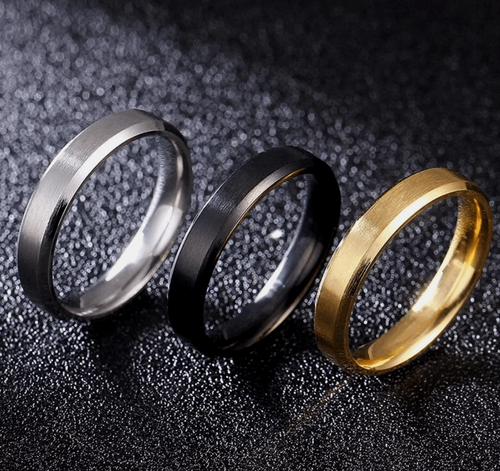 Mens Black Silver Gold Titanium Rings Australia - MRA