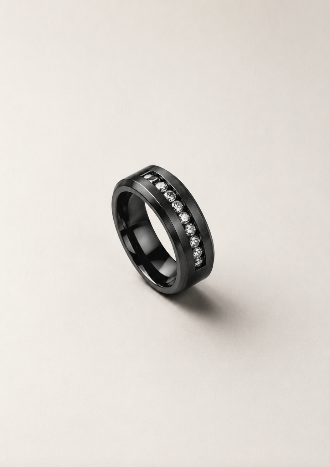 Black 7 Diamonds Tungsten Ring 8mm