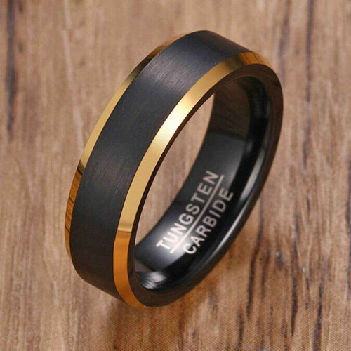 Buy 6mm Matte Black Gold Tungsten Ring - Durable