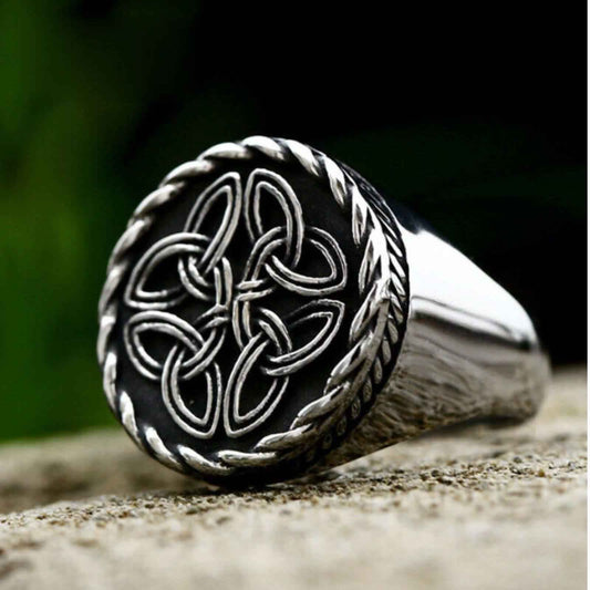 Buy Black Silver Round Ring – Bold & Modern Style