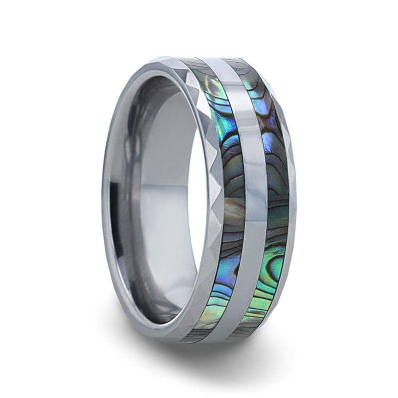 Jade Abalone Tungsten Ring 8mm