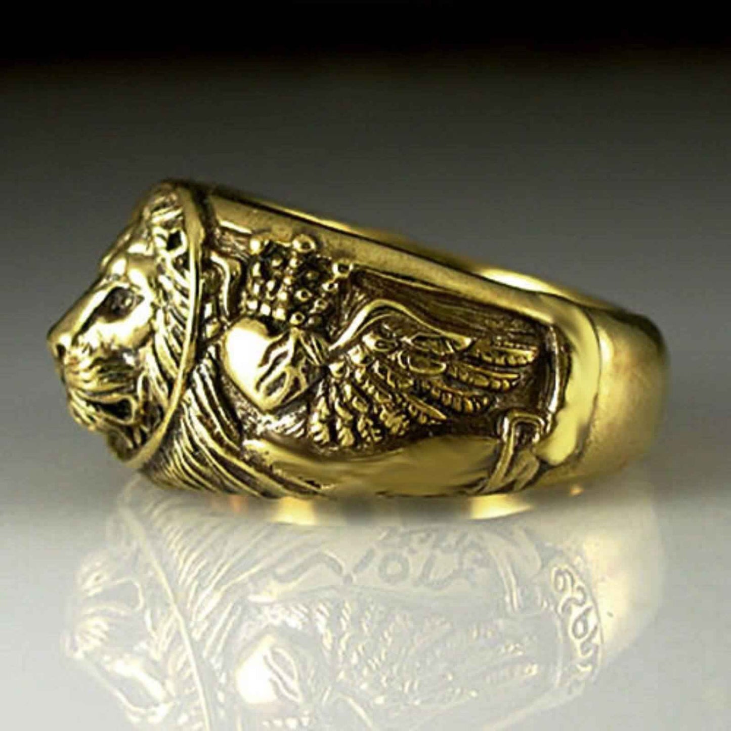 ION Brass Antique Gold Wedding Ring - Bold & Regal