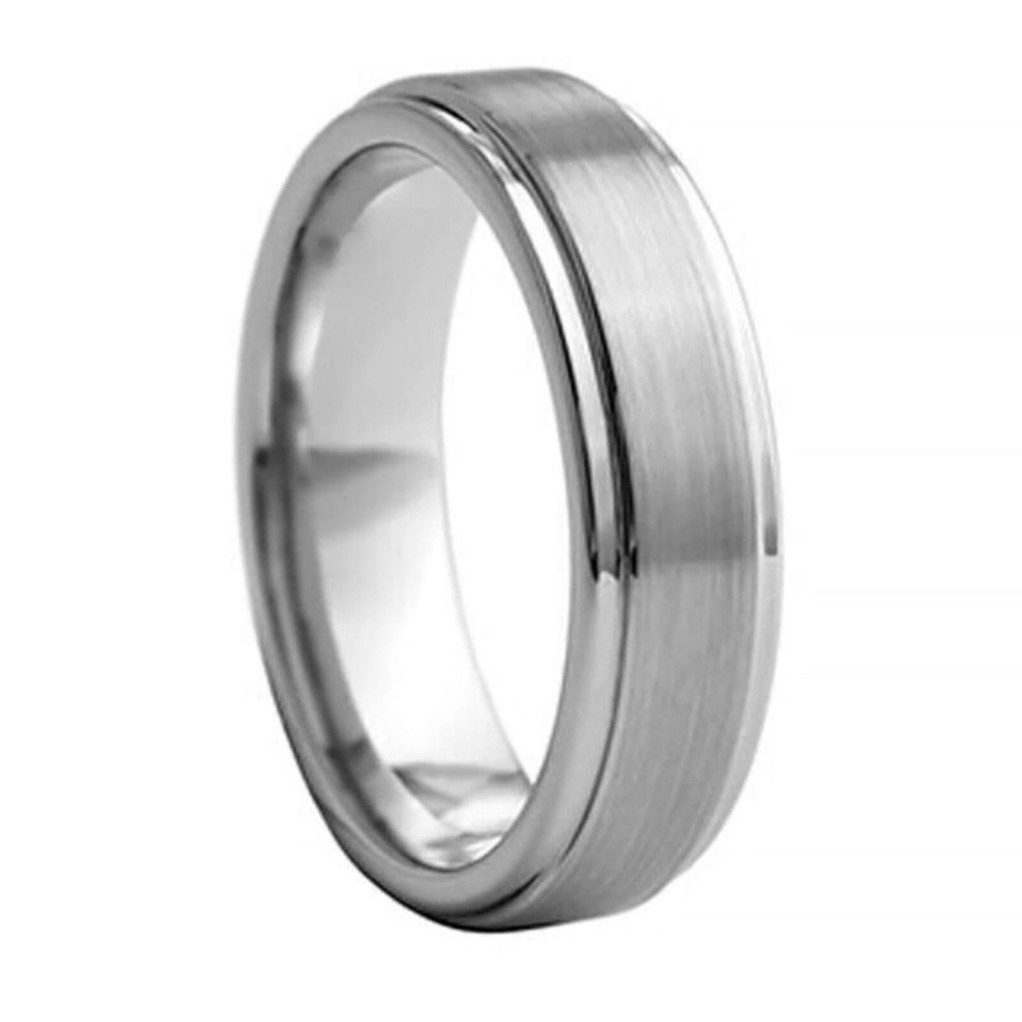 Buy 6mm Matte Silver Center Tungsten Ring - Stylish & Durable - MRA