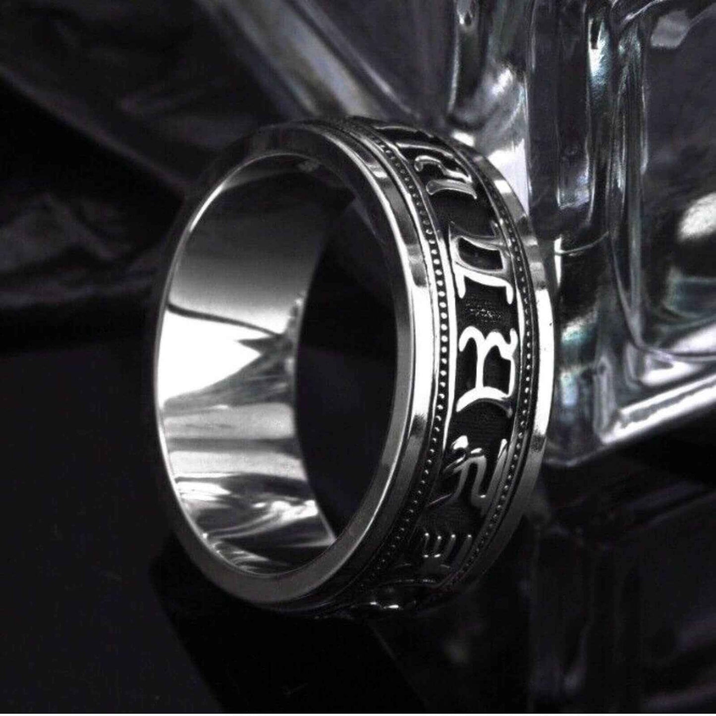 Buy Rotateable Solid Mantra Silver Ring 9mm