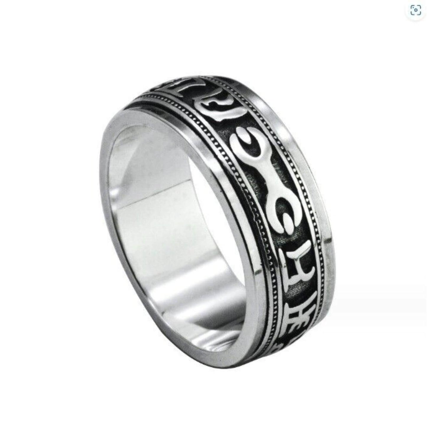 Buy Rotateable Solid Mantra Silver Ring 9mm - MRA