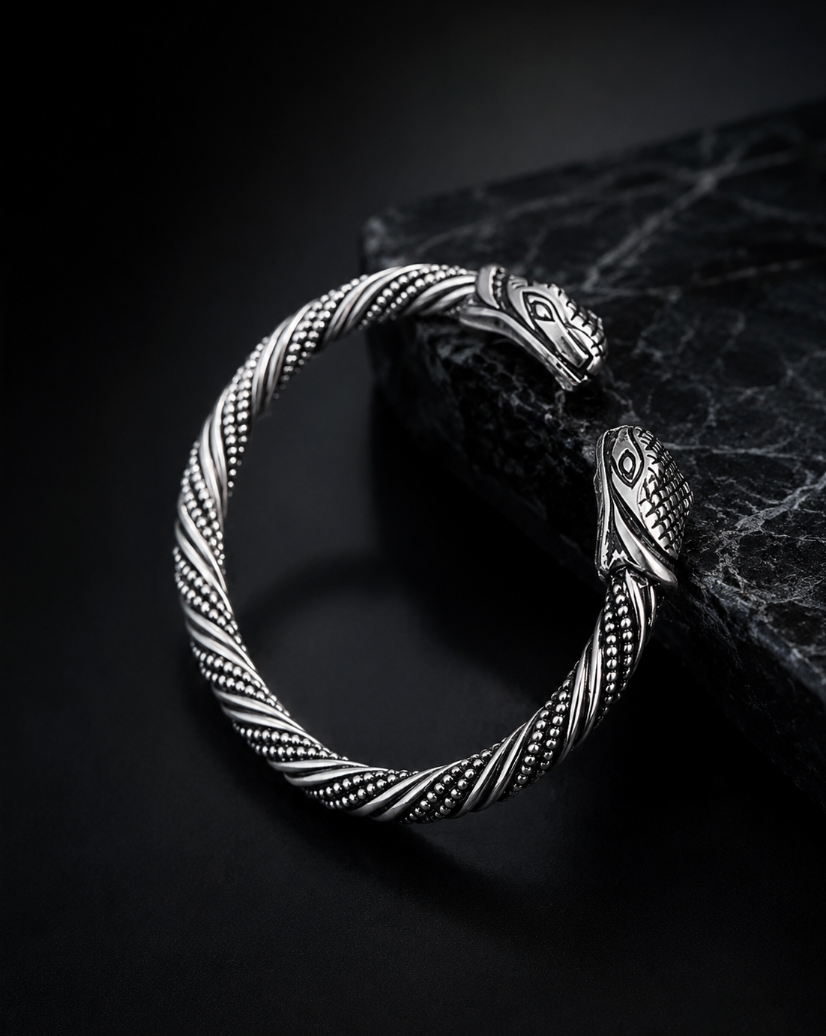 Mens Silver Snake Bracelet