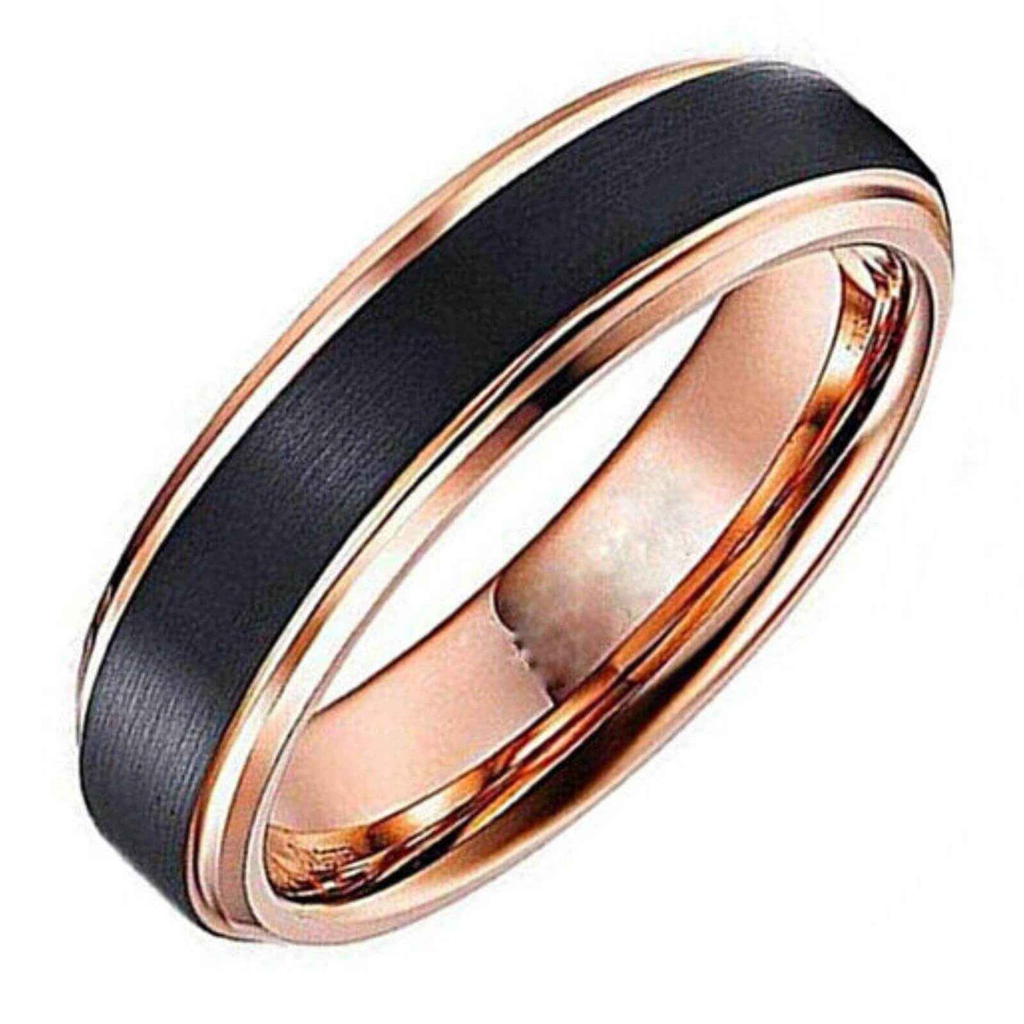 Buy 6mm Black Tungsten Gold Edges Wedding Ring