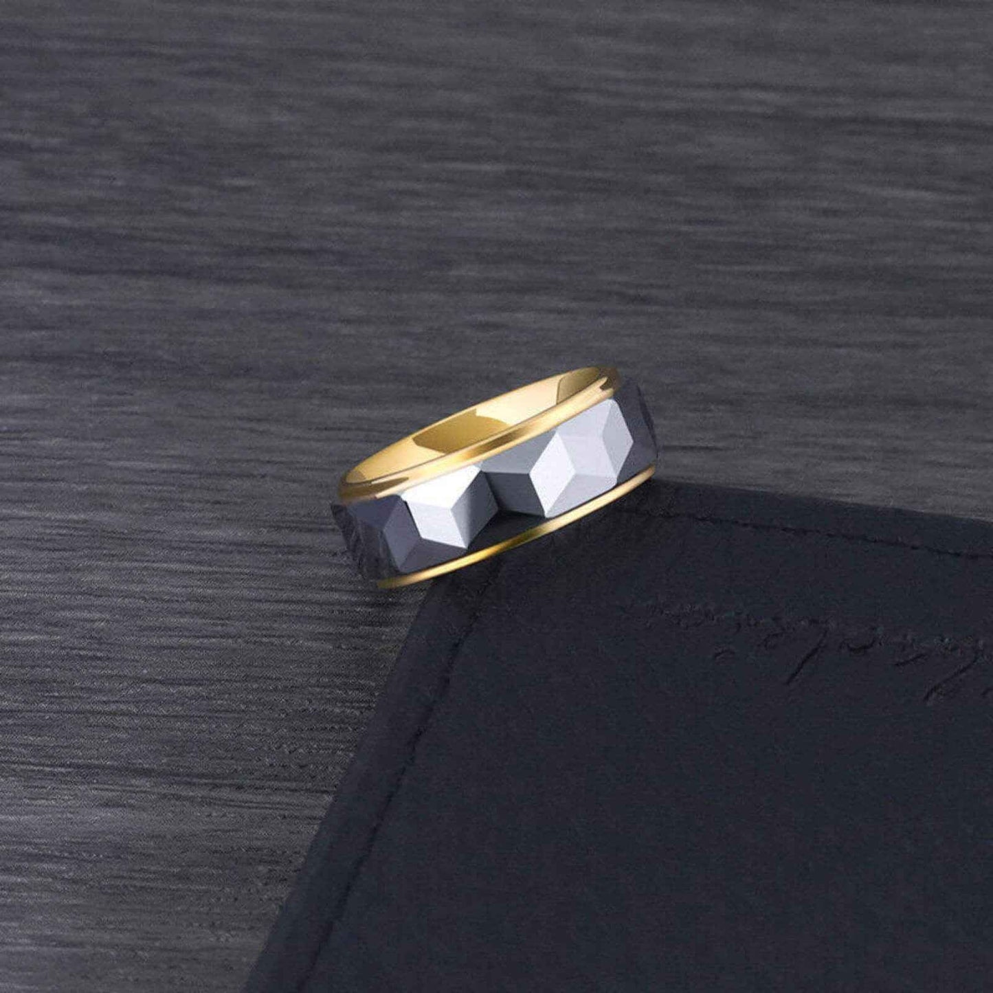 Buy 8mm Gold Diamond Shape Wedding Tungsten Ring