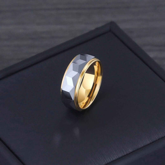 Buy 8mm Gold Diamond Shape Wedding Tungsten Ring