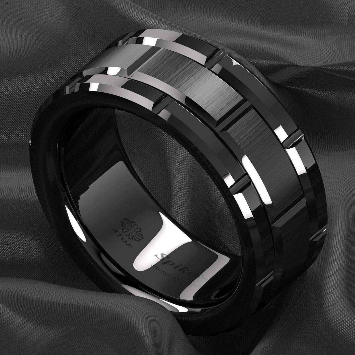 Buy Black Brick Pattern Tungsten Ring - 8mm