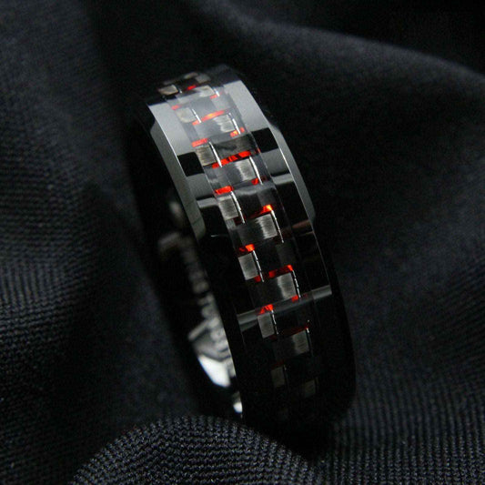 Buy Black and Green Fibre Tungsten Ring 8mm