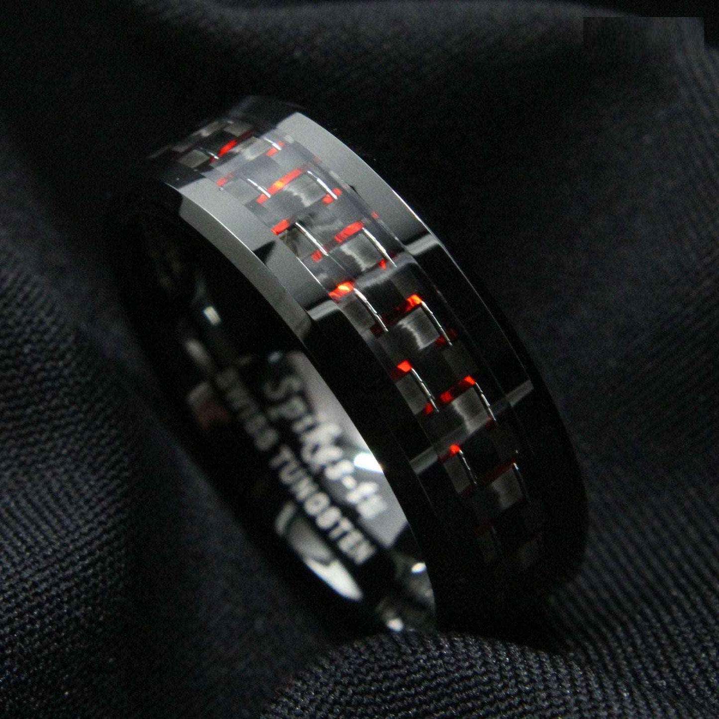 Buy Black and Green Fibre Tungsten Ring 8mm