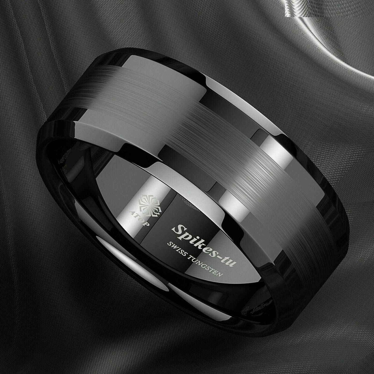 Buy Black Brushed Band Tungsten Ring (8mm)