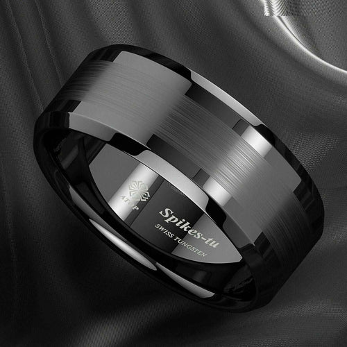 Buy Black Brushed Band Tungsten Ring (8mm)
