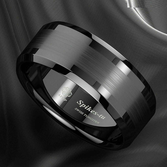 Buy Black Brushed Band Tungsten Ring (8mm)