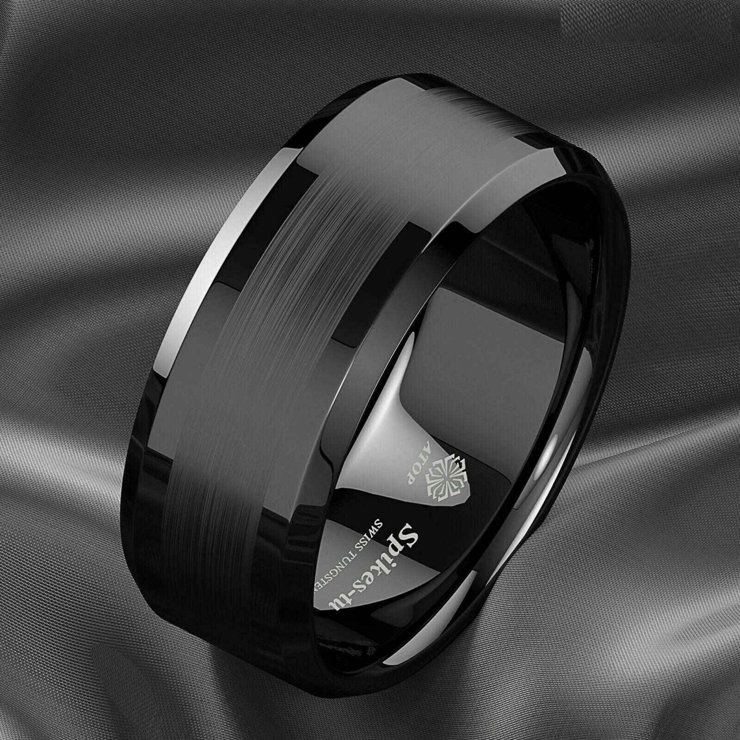 Buy Black Brushed Band Tungsten Ring (8mm)