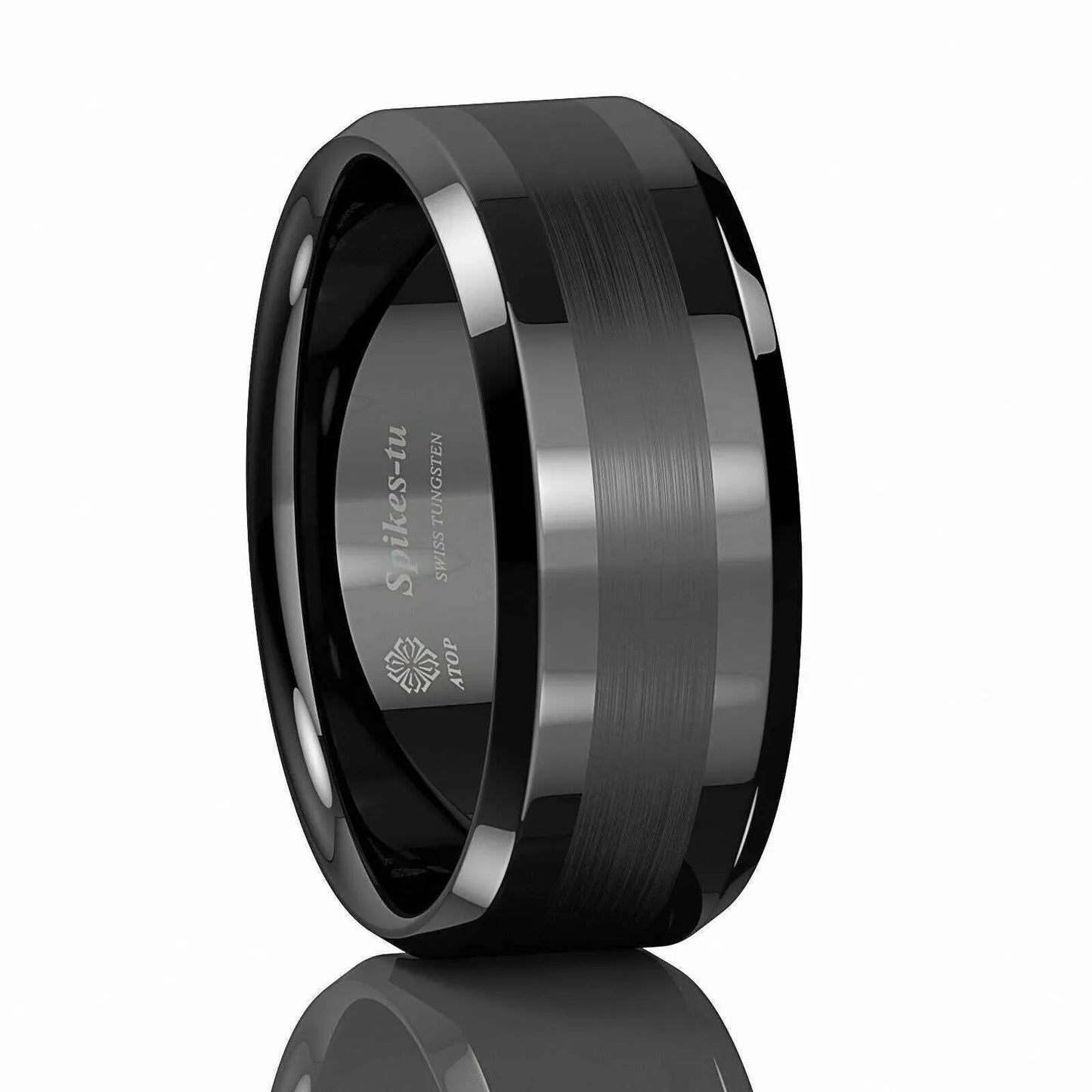 Buy Black Brushed Band Tungsten Ring (8mm)