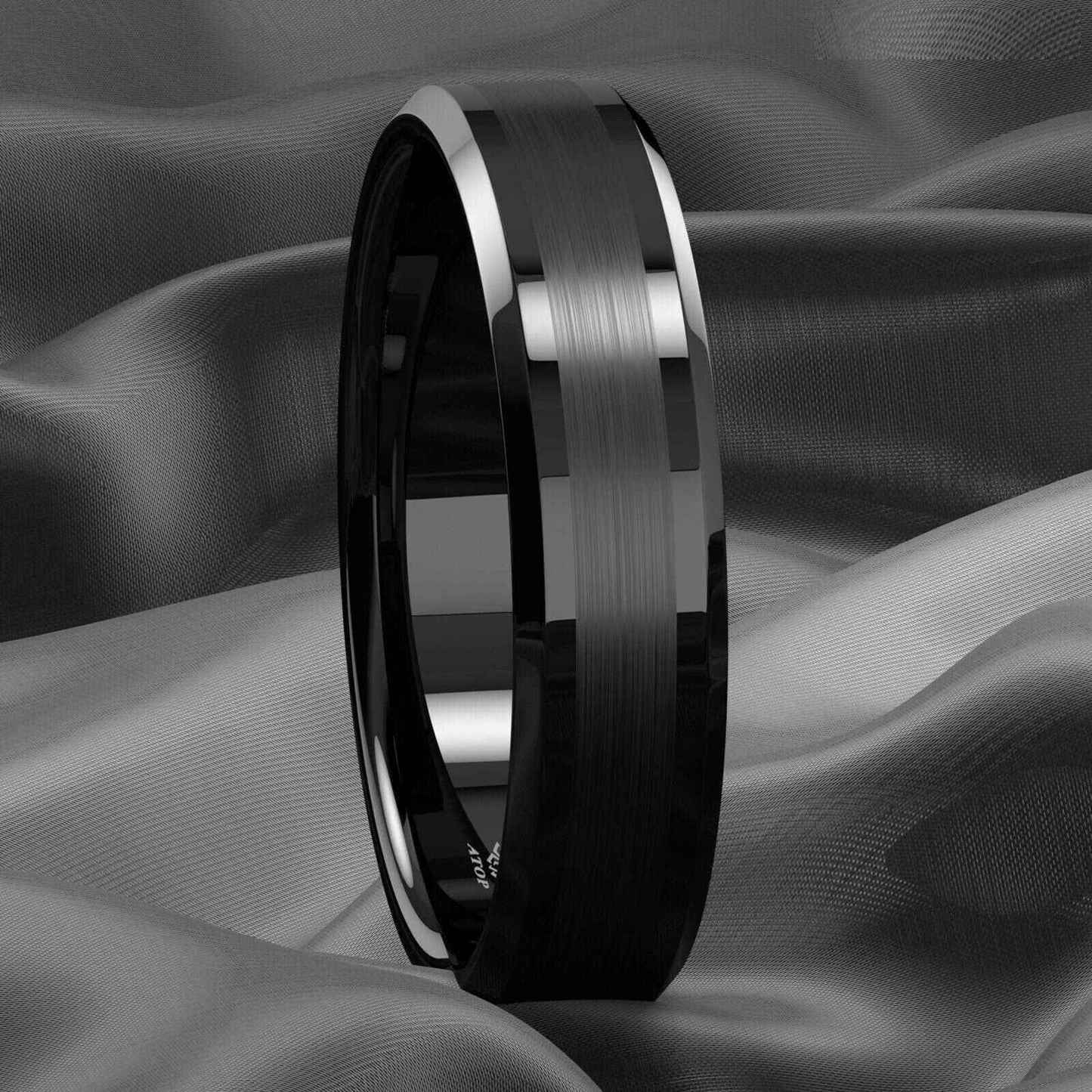 Buy Black Brushed Band Tungsten Ring - 6mm