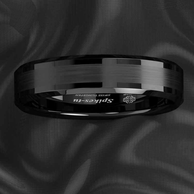 Buy Black Brushed Band Tungsten Ring - 6mm
