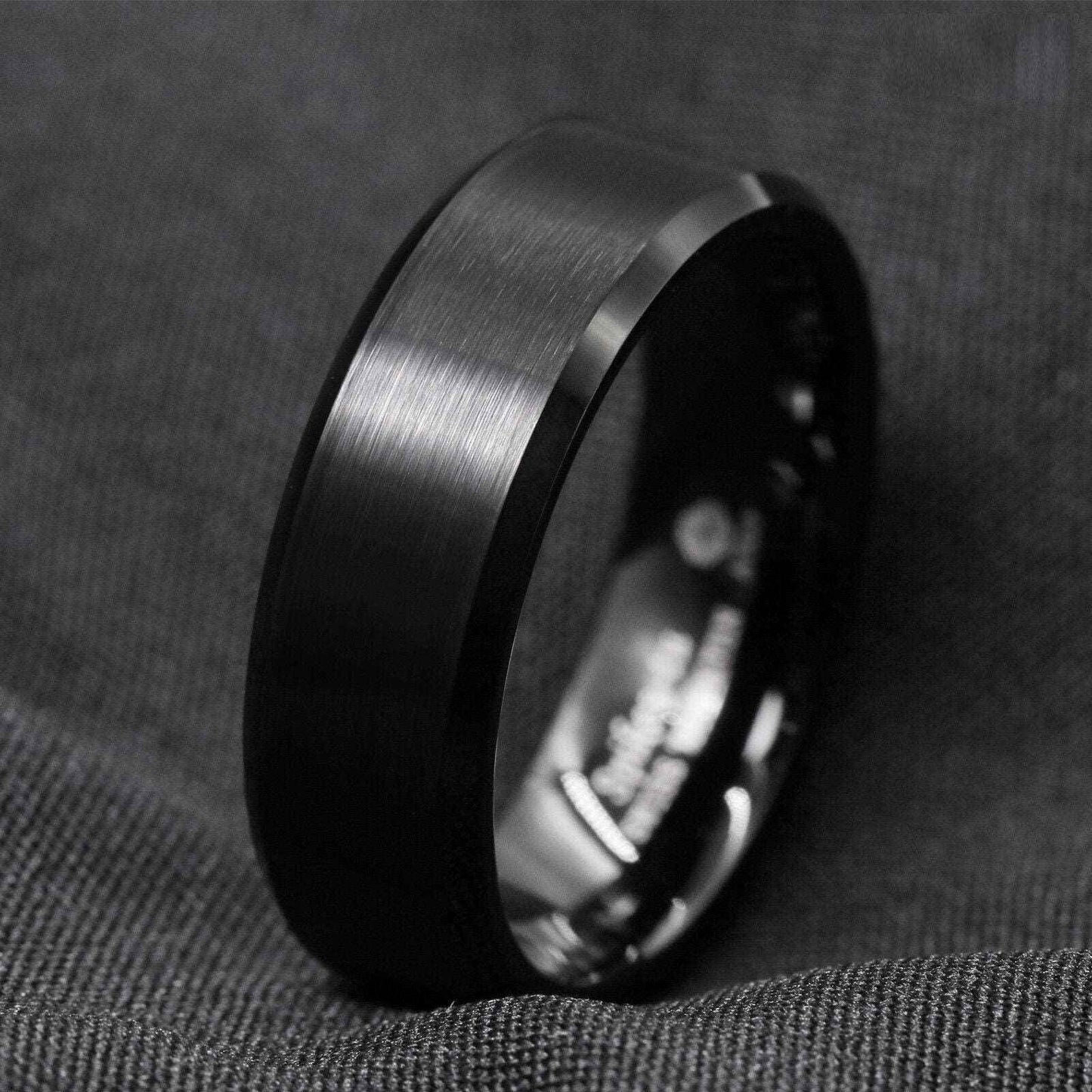 Black Brushed Classic Tungsten Ring - 8mm