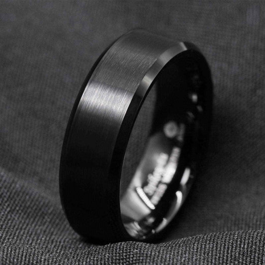 Black Brushed Classic Tungsten Ring - 8mm