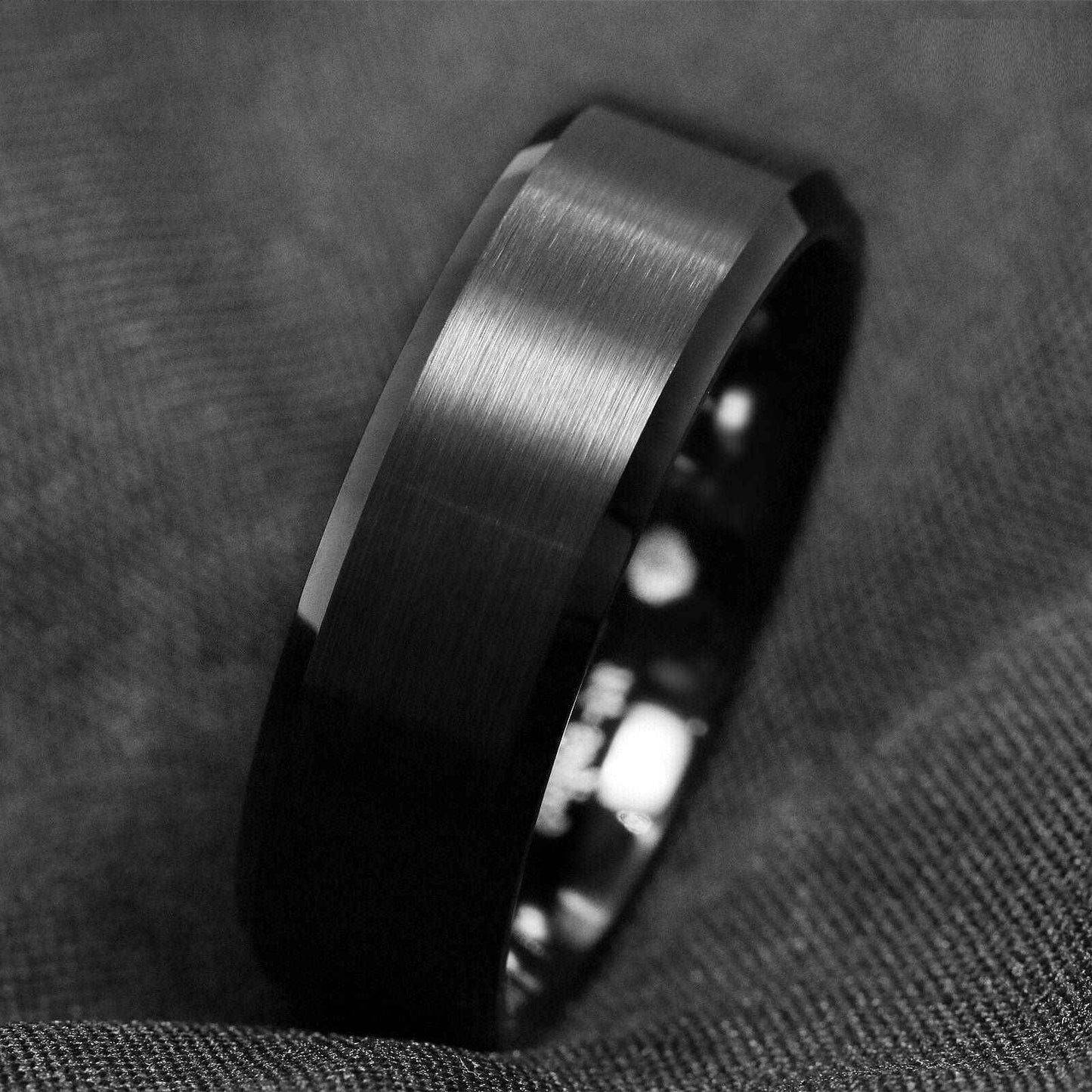 Black Brushed Classic Tungsten Ring - 8mm