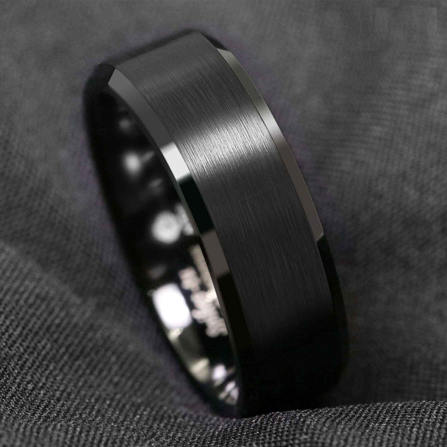 Black Brushed Classic Tungsten Ring - 8mm