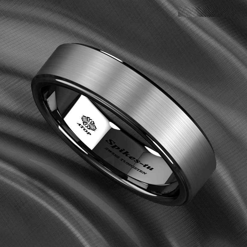 Buy Black Brushed Titanium Tungsten Ring – 6mm