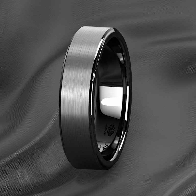 Buy Black Brushed Titanium Tungsten Ring - 8mm