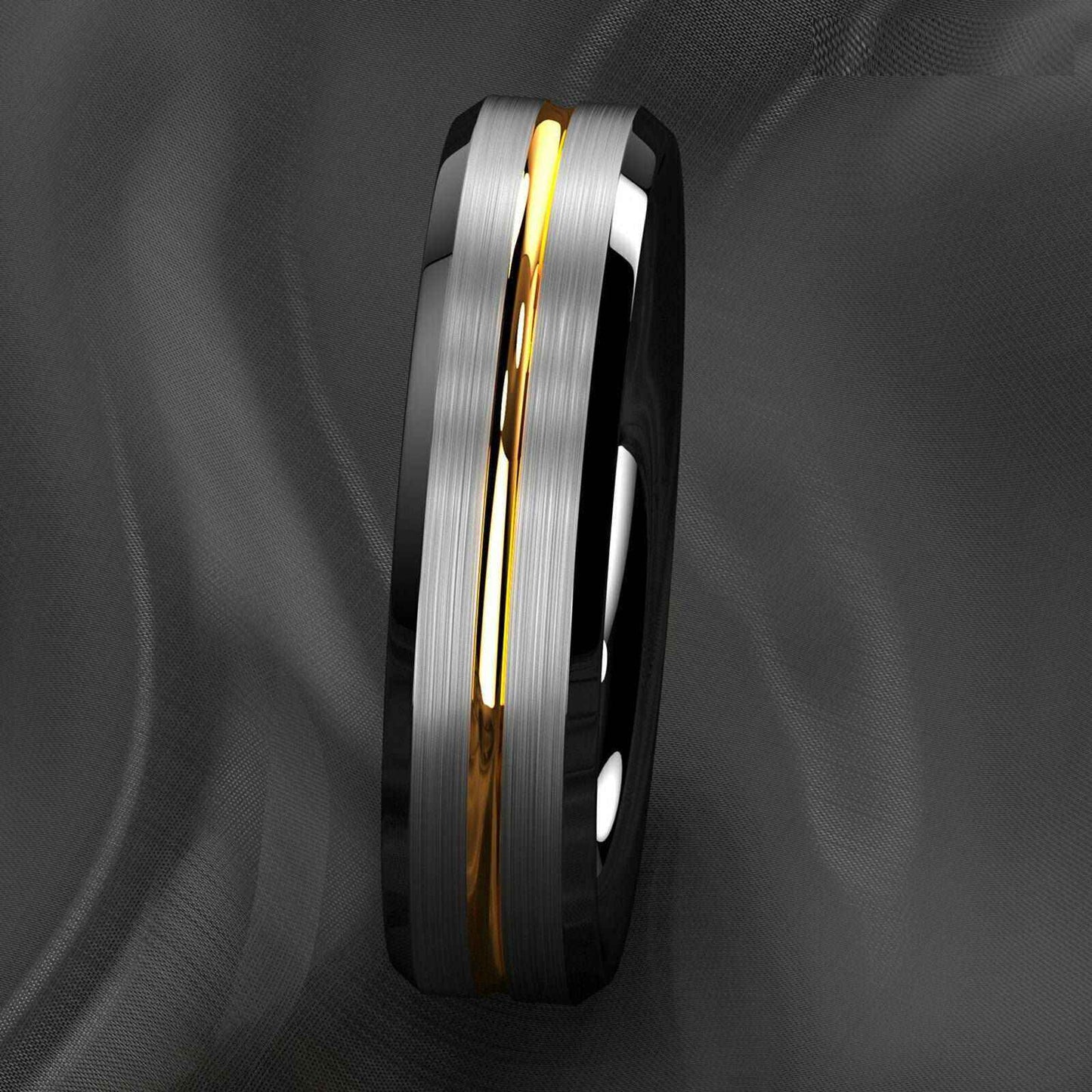 Buy Black Edge Silver Tungsten Ring (6mm)