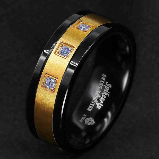 Buy Black Gold Diamonds Tungsten Ring - 8mm