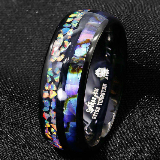 Buy Black Hawaiian Opal Tungsten Ring - 8mm