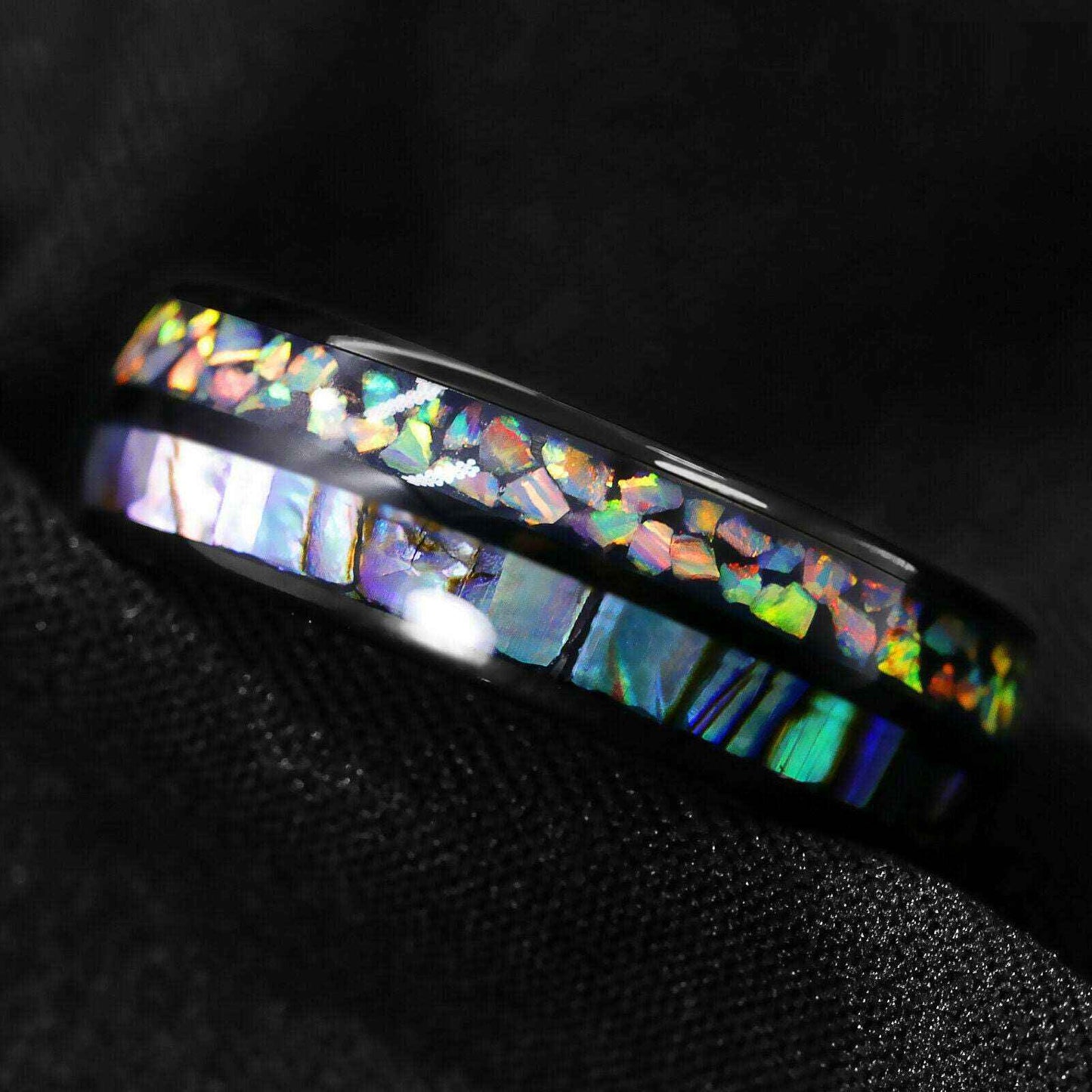 Buy Black Hawaiian Opal Tungsten Ring - 8mm