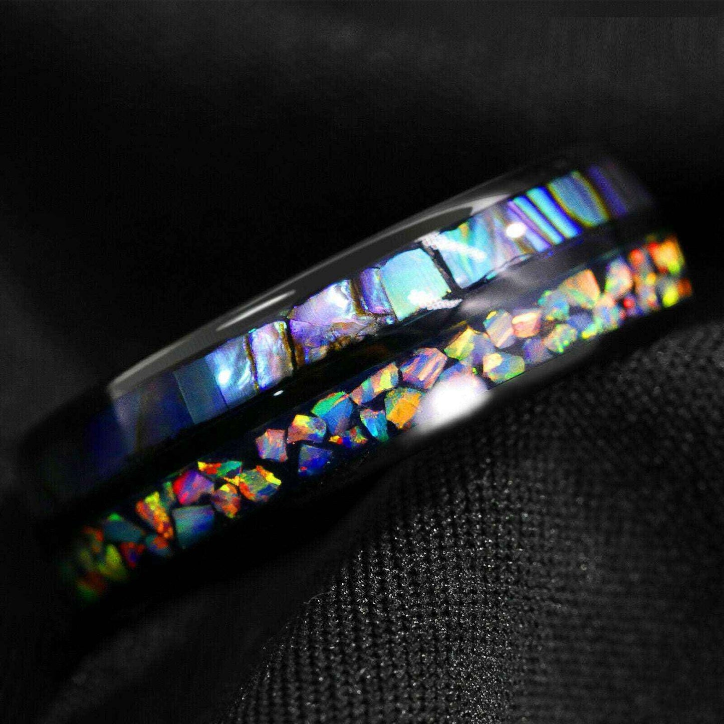 Buy Black Hawaiian Opal Tungsten Ring - 8mm