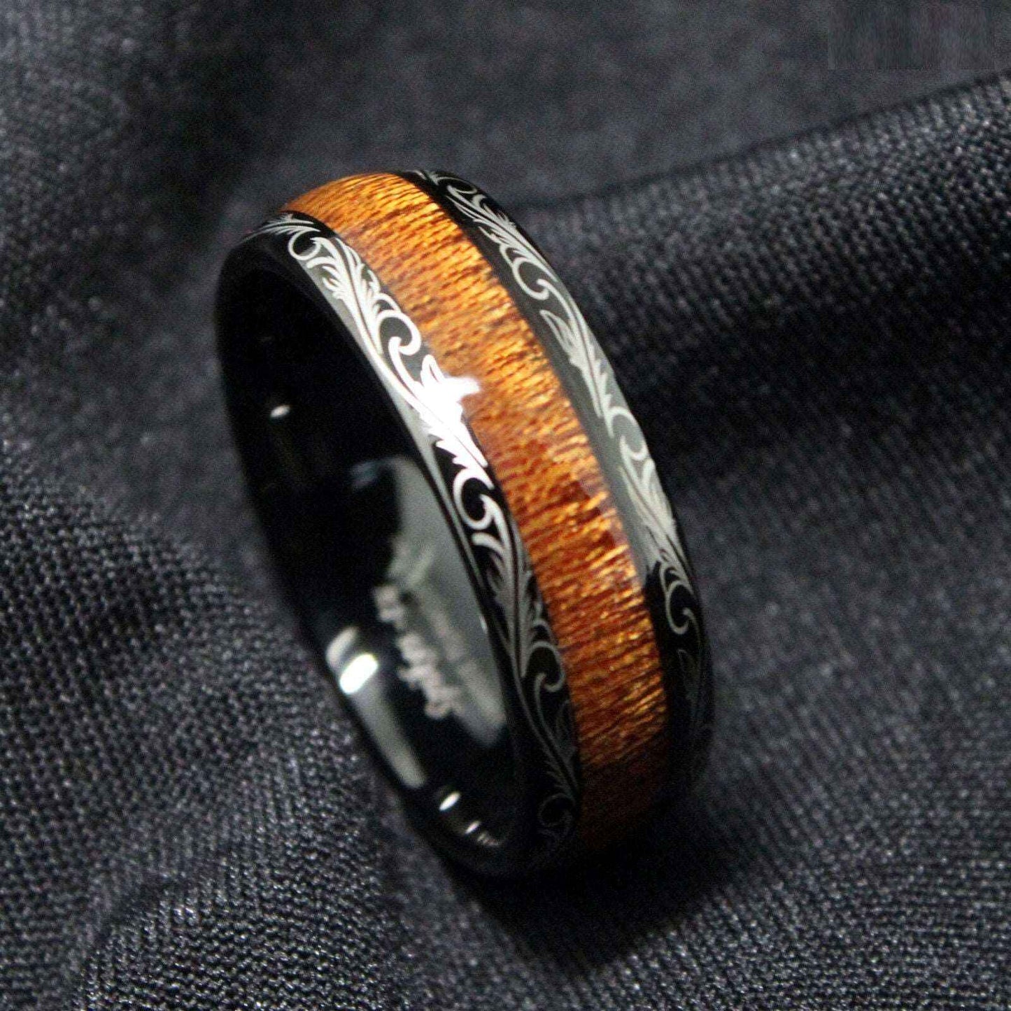 Buy Black Koa Wood Tungsten Ring - 8mm