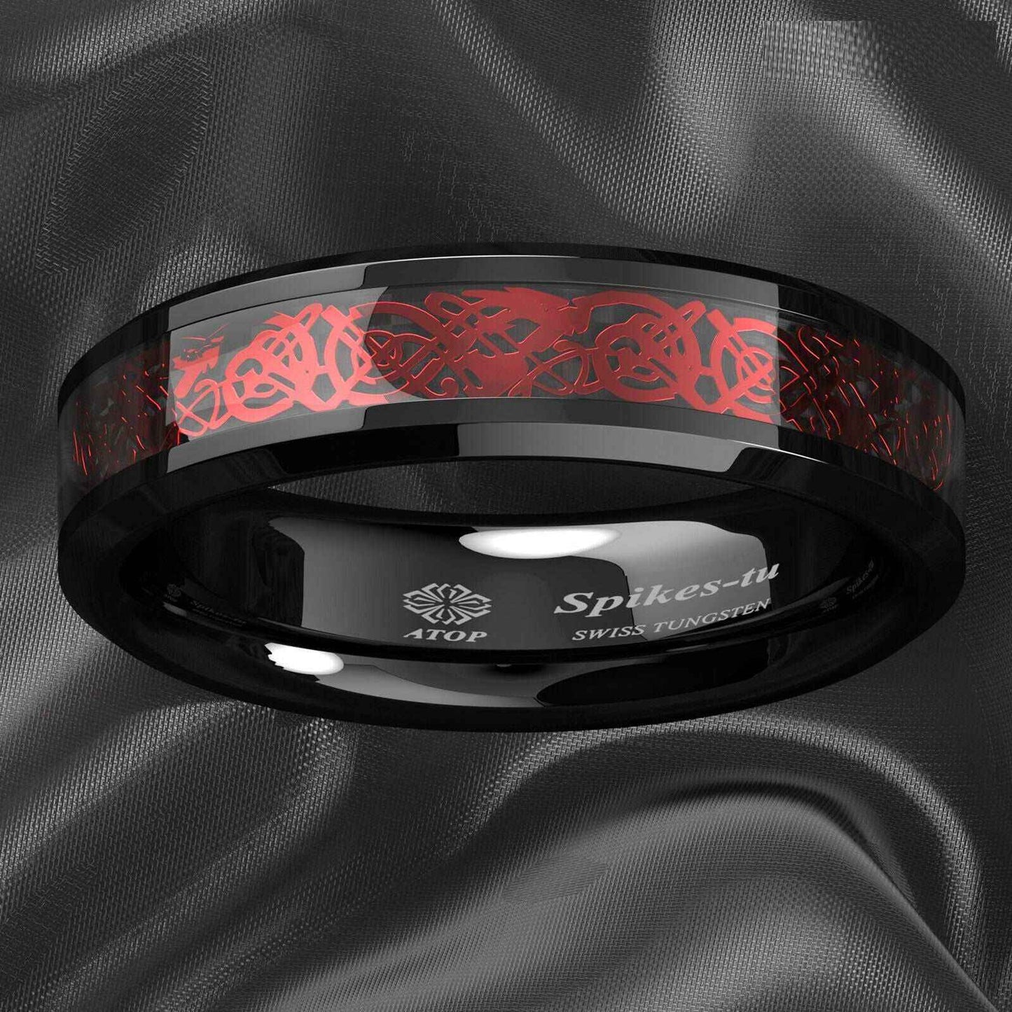 Black Red Celtic Dragon Tungsten Ring - Buy 6mm Band