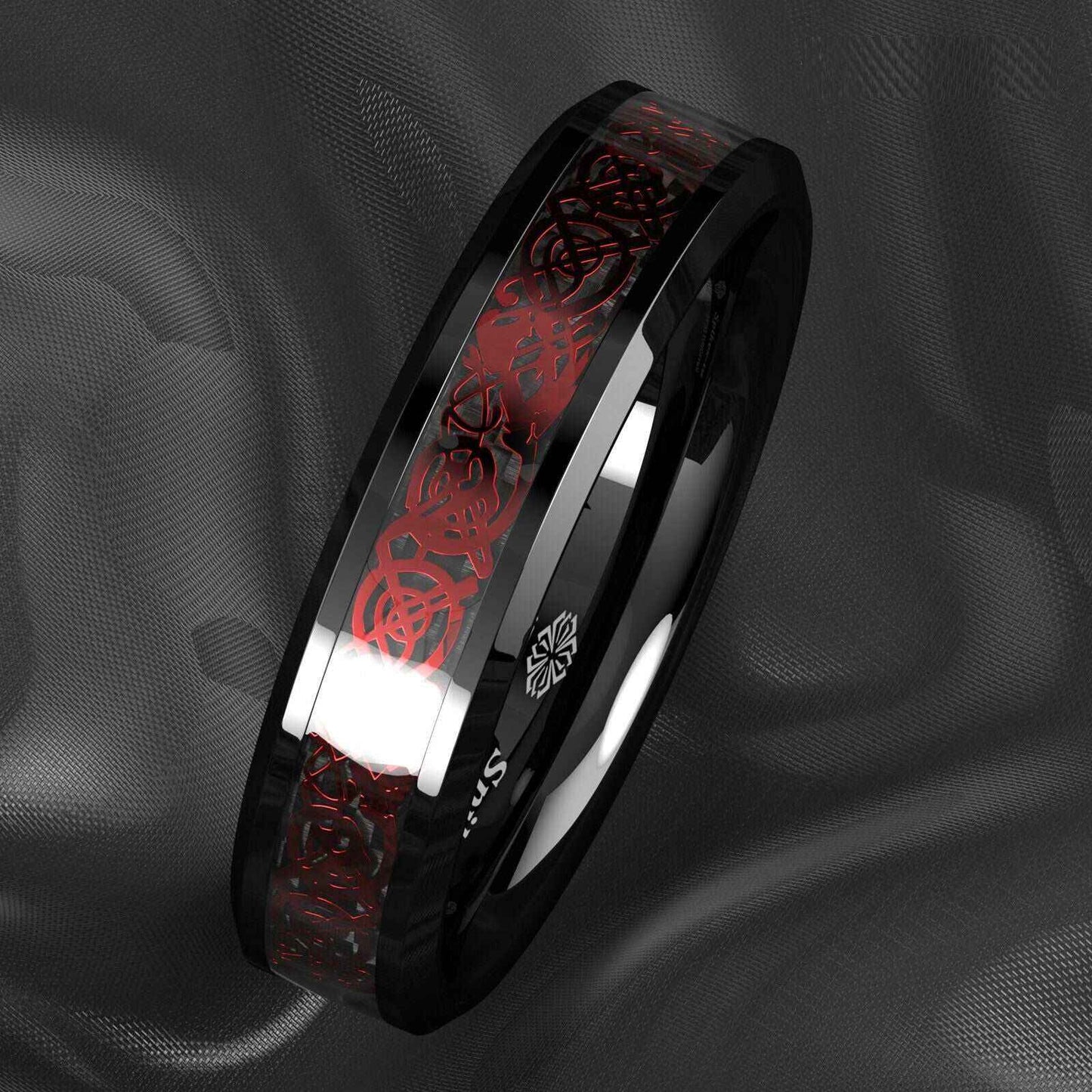 Black Red Celtic Dragon Tungsten Ring - Buy 6mm Band