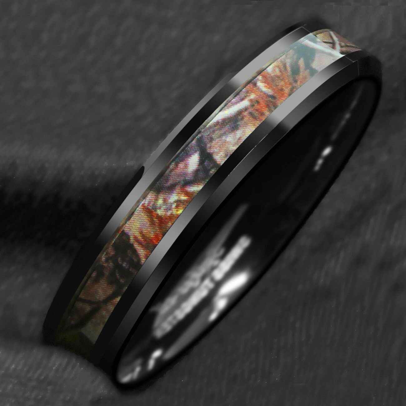 Buy Black Red Forest Camouflage Tungsten Ring - 6mm