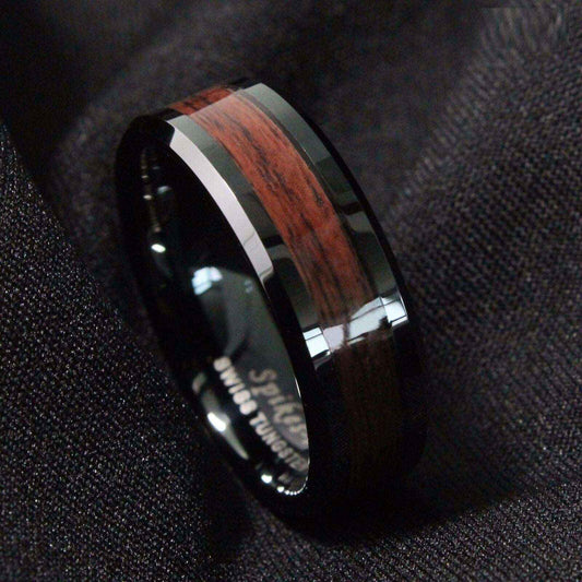 Buy Black Oak Wood Stripe Tungsten Ring (8mm)
