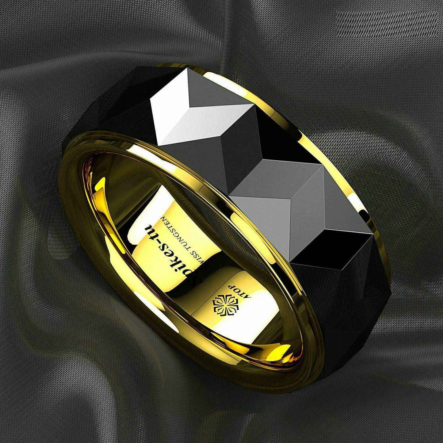 Buy Black Rhombus 18K Gold Tungsten Ring (8mm)
