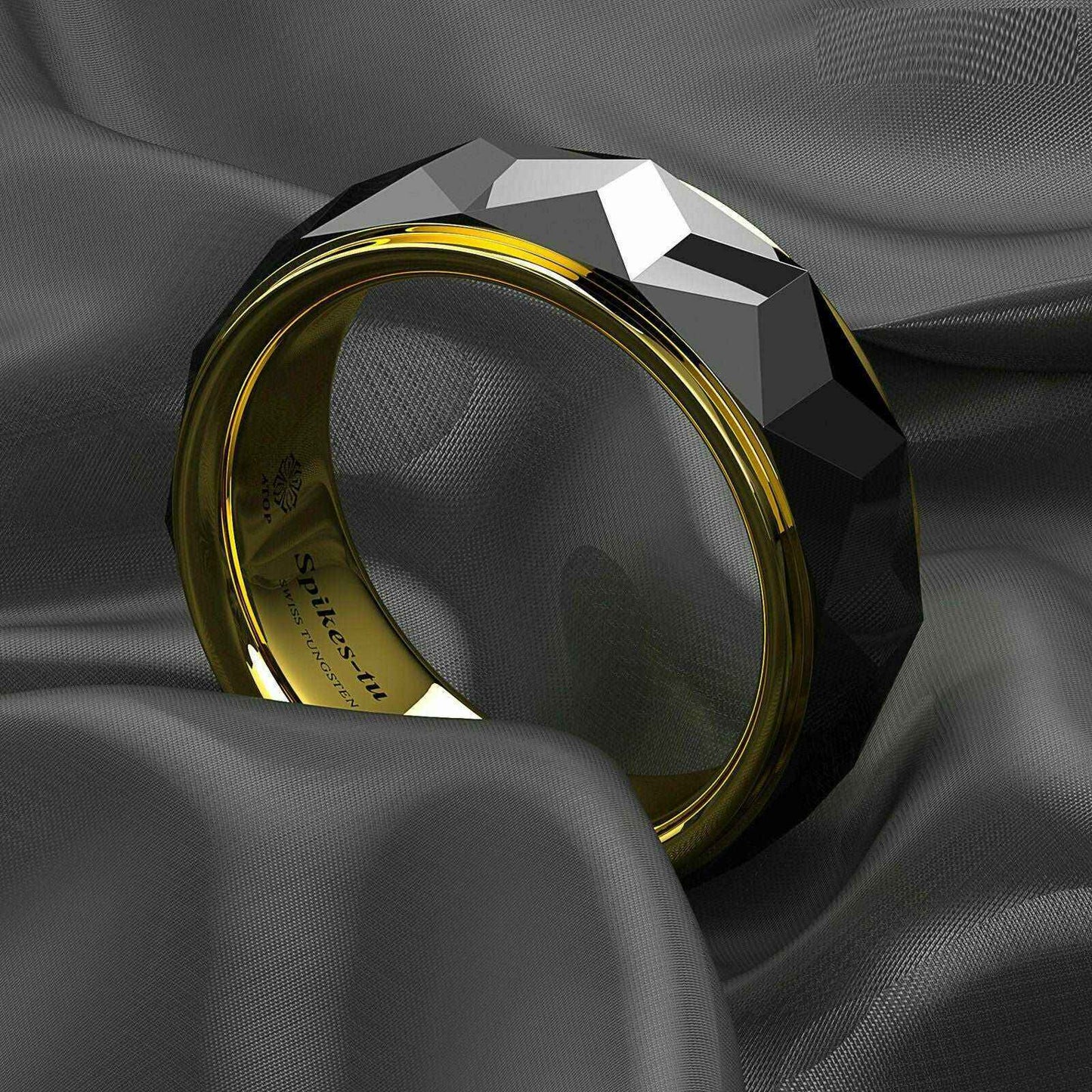 Buy Black Rhombus 18K Gold Tungsten Ring (8mm)
