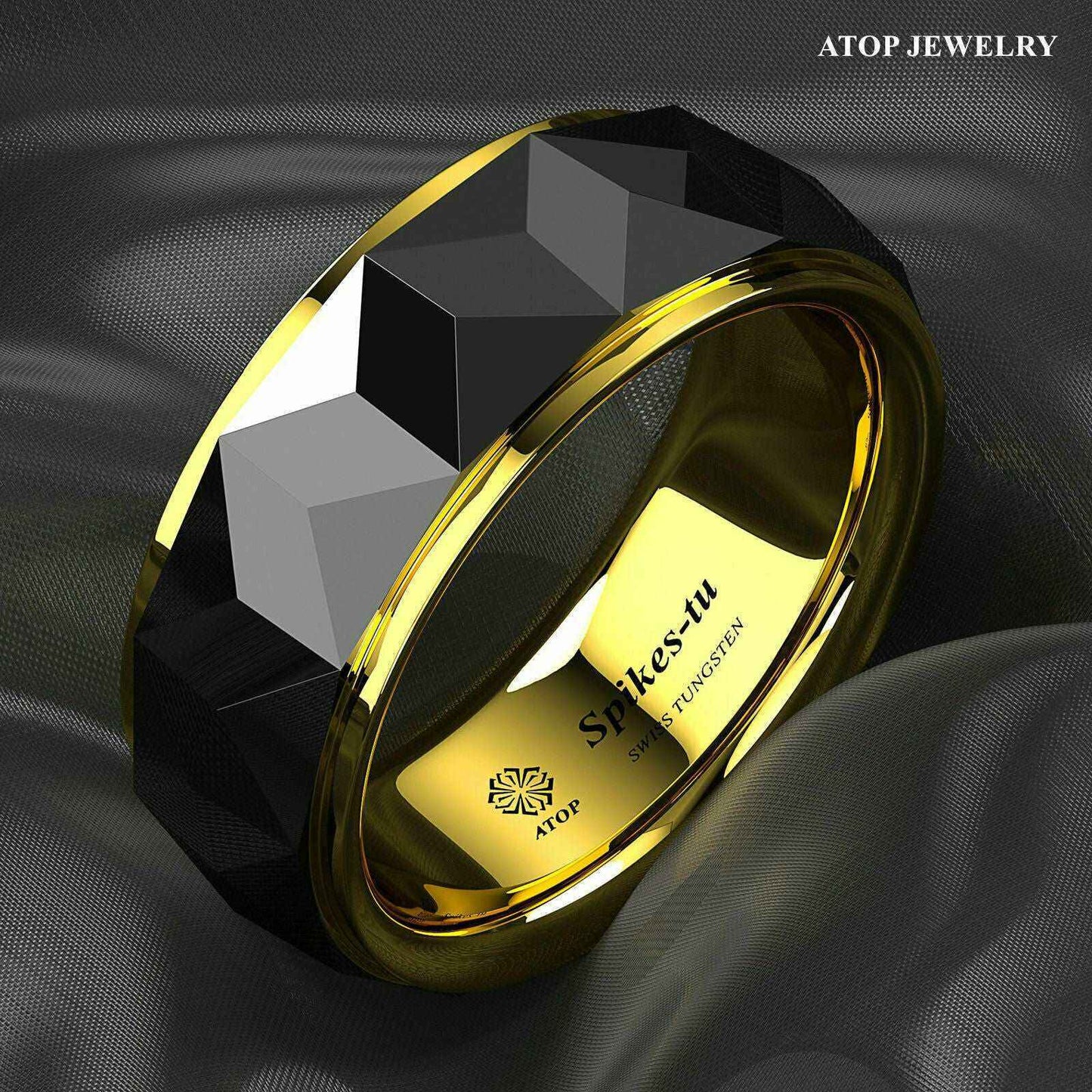 Buy Black Rhombus 18K Gold Tungsten Ring (8mm)