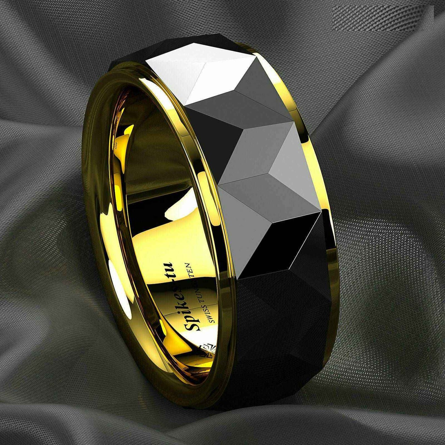 Buy Black Rhombus 18K Gold Tungsten Ring (8mm)