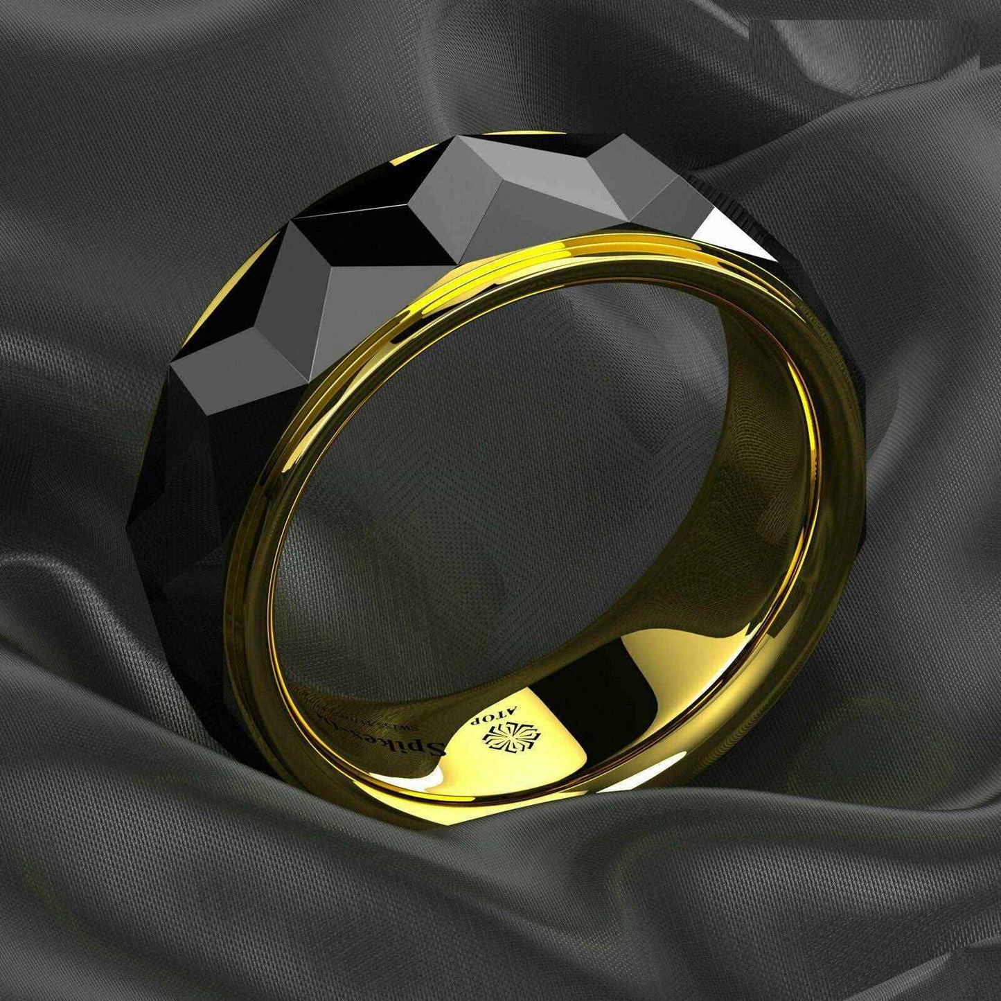 Buy Black Rhombus 18K Gold Tungsten Ring (8mm)